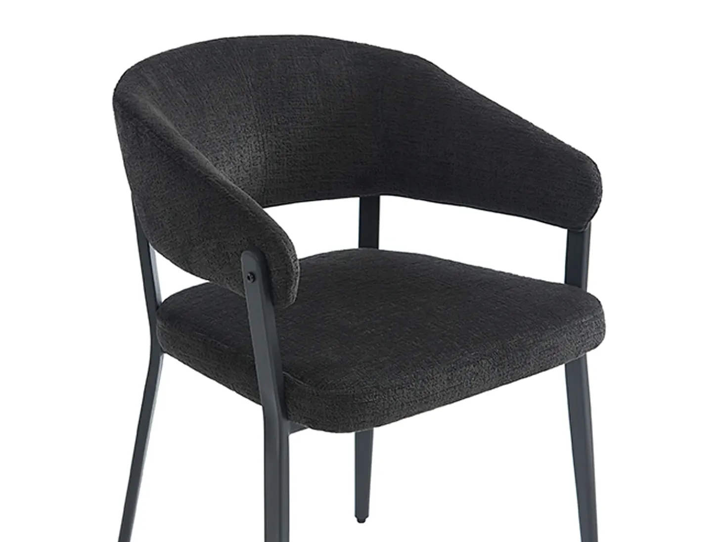 Conjunto de 2 sillas con reposabrazos de tela y metal - Negro - AVRELA