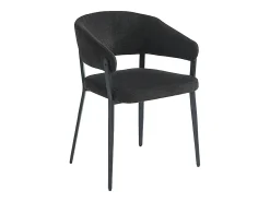 Conjunto de 2 sillas con reposabrazos de tela y metal - Negro - AVRELA