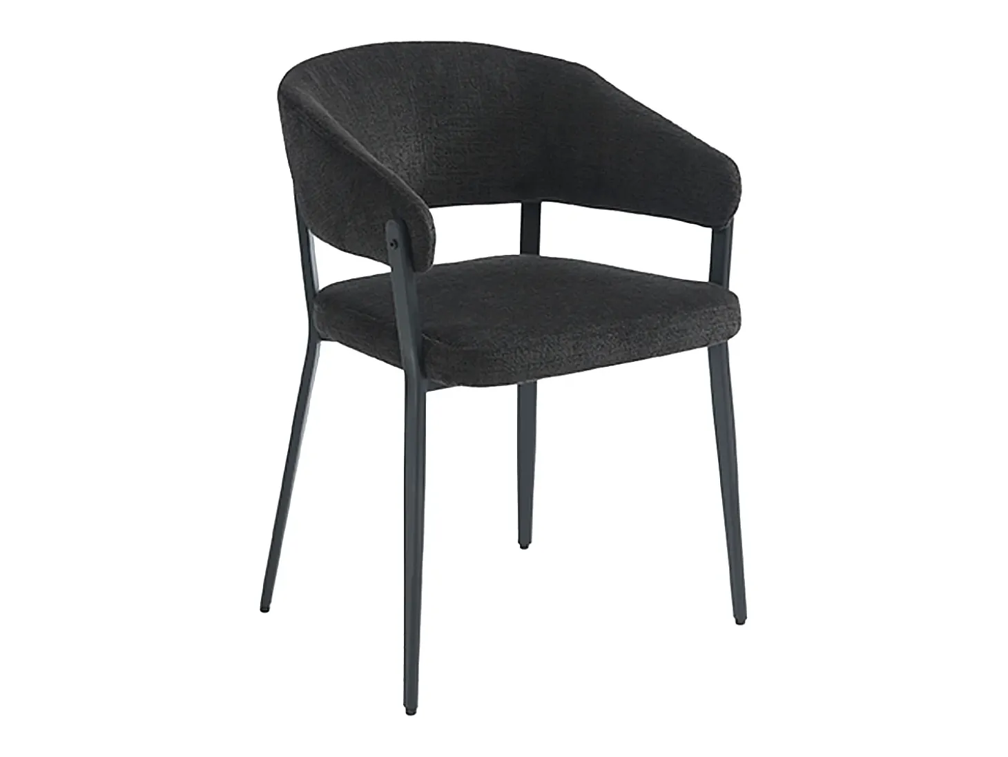 Conjunto de 2 sillas con reposabrazos de tela y metal - Negro - AVRELA