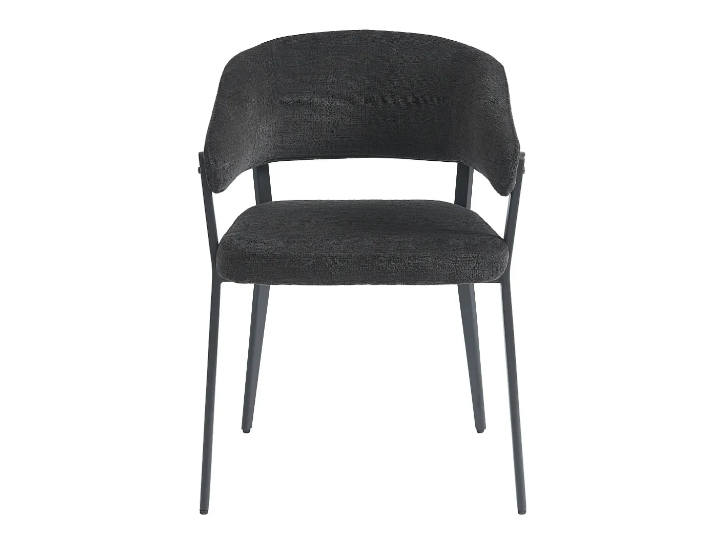 Conjunto de 2 sillas con reposabrazos de tela y metal - Negro - AVRELA