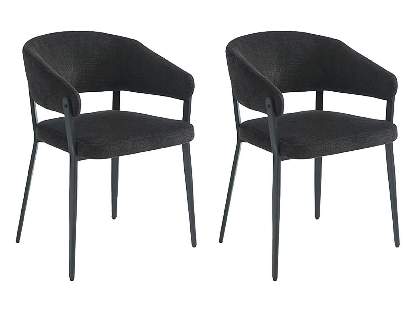 Conjunto de 2 sillas con reposabrazos de tela y metal - Negro - AVRELA