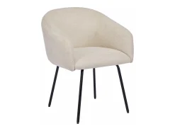 Conjunto de 2 sillas con reposabrazos de tela texturizada y metal negro - Crema - NISTOSIA
