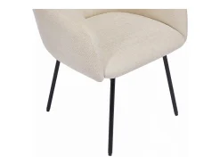 Conjunto de 2 sillas con reposabrazos de tela texturizada y metal negro - Crema - NISTOSIA