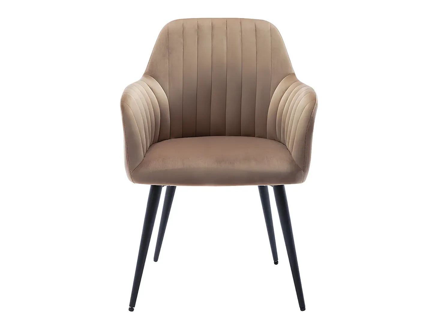 Conjunto de 2 sillas Con reposabrazos - Terciopelo y metal negro - Beige - ELEANA