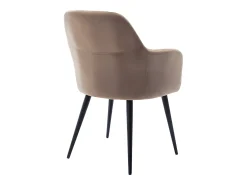 Conjunto de 2 sillas Con reposabrazos - Terciopelo y metal negro - Beige - ELEANA