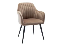 Conjunto de 2 sillas Con reposabrazos - Terciopelo y metal negro - Beige - ELEANA