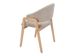 Conjunto de 2 sillas con reposabrazos en tejido bouclé y madera de caucho - Taupe y natural - SOLUNA