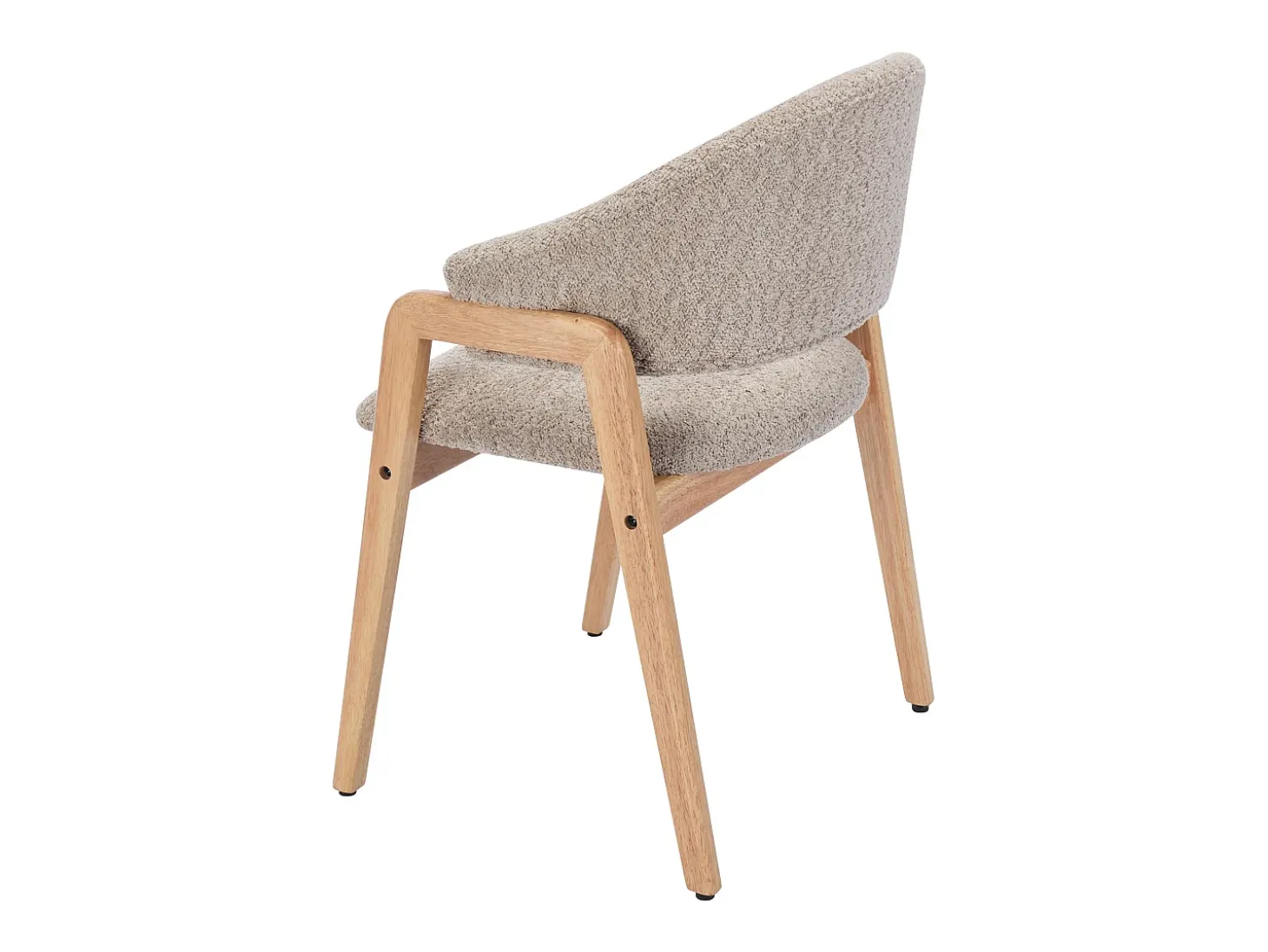 Conjunto de 2 sillas con reposabrazos en tejido bouclé y madera de caucho - Taupe y natural - SOLUNA