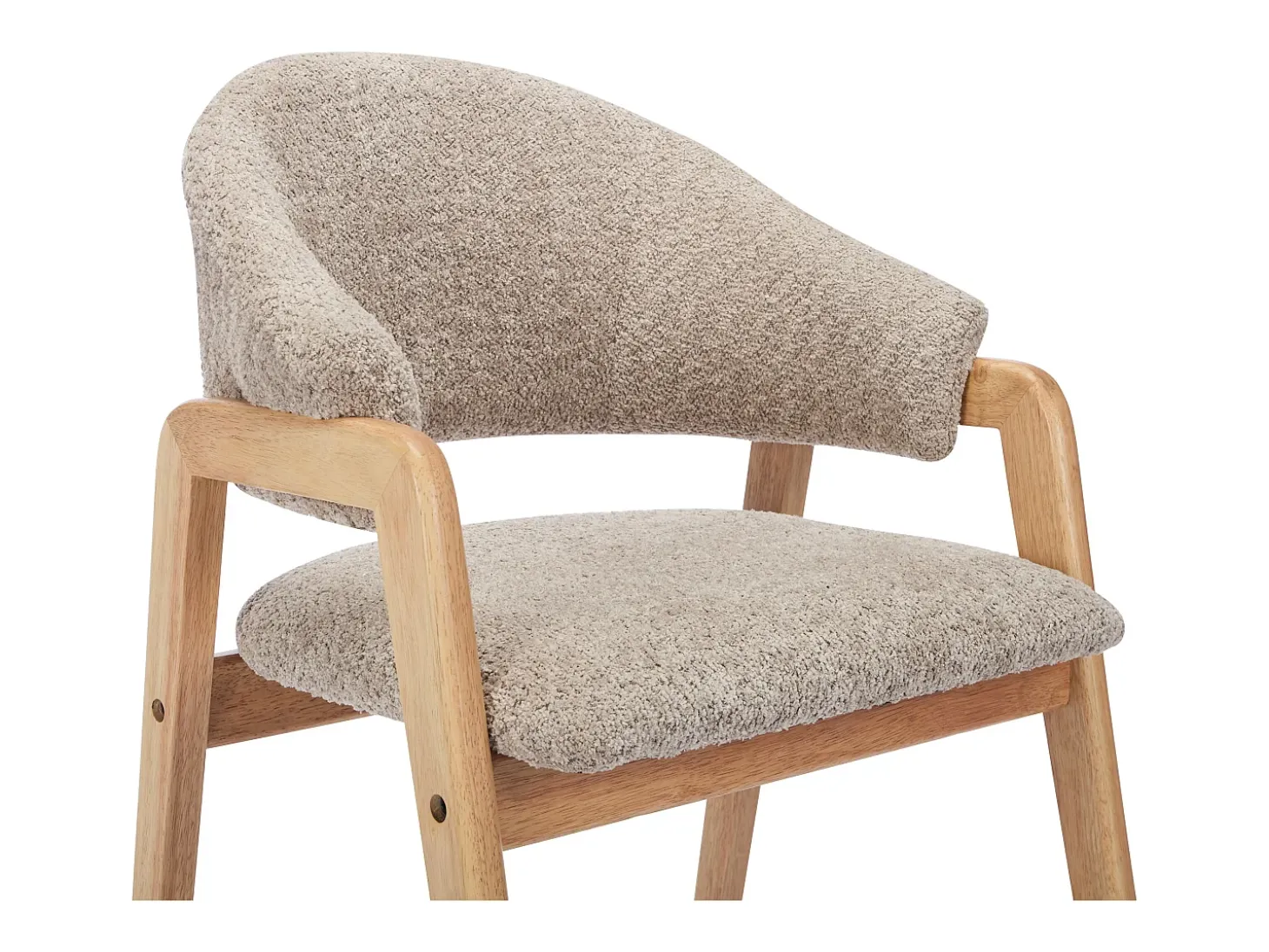 Conjunto de 2 sillas con reposabrazos en tejido bouclé y madera de caucho - Taupe y natural - SOLUNA
