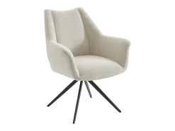 Conjunto de 6 sillas con reposabrazos de tela y metal negro - Beige - KARDESA de Maison Céphy