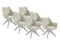 Conjunto de 6 sillas con reposabrazos de tela y metal negro - Beige - KARDESA de Maison Céphy