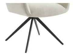 Conjunto de 6 sillas con reposabrazos de tela y metal negro - Beige - KARDESA de Maison Céphy