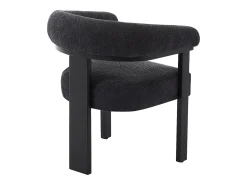 Conjunto de 2 sillas con reposabrazos en tela bouclé y madera de hevea - Negro - LIVELIA