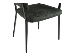 Conjunto de 2 sillas con reposabrazos de tela y metal negro - Verde - AVRELA