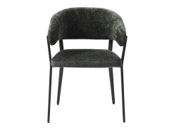 Conjunto de 2 sillas con reposabrazos de tela y metal negro - Verde - AVRELA