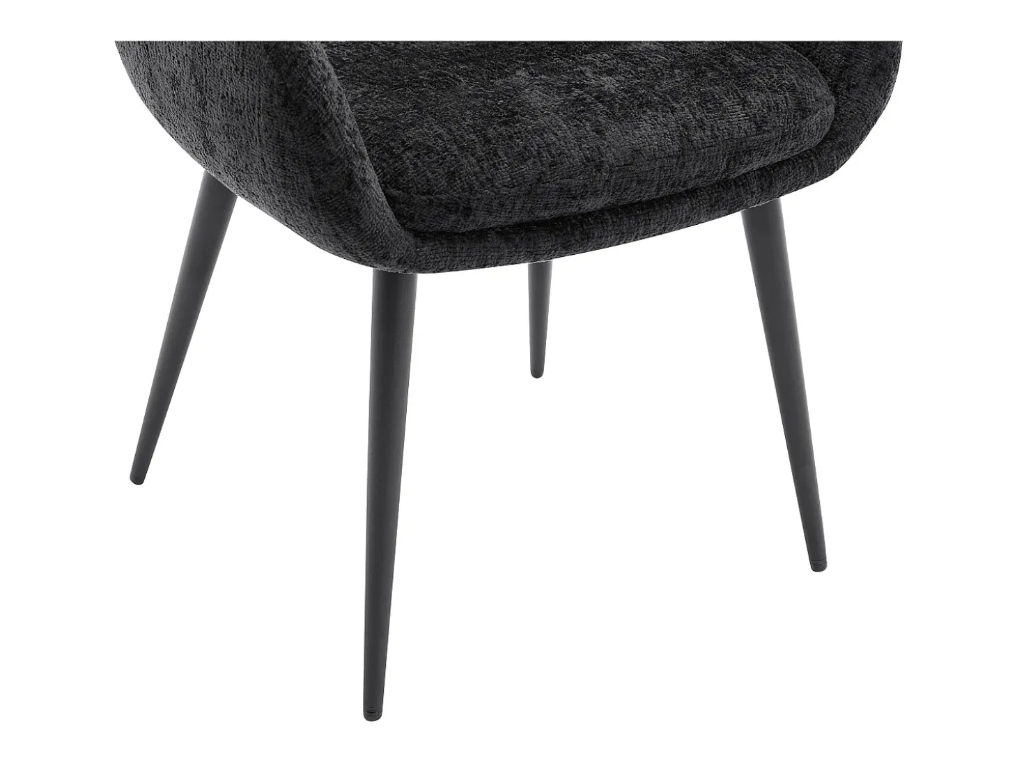 Conjunto de 6 sillas con reposabrazos de tela texturizada y metal - Negro - LASSANDRA