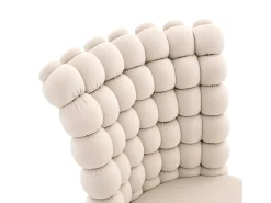 Conjunto de 2 sillas con respaldo esférico de cadena - Terciopelo y metal - Blanco roto