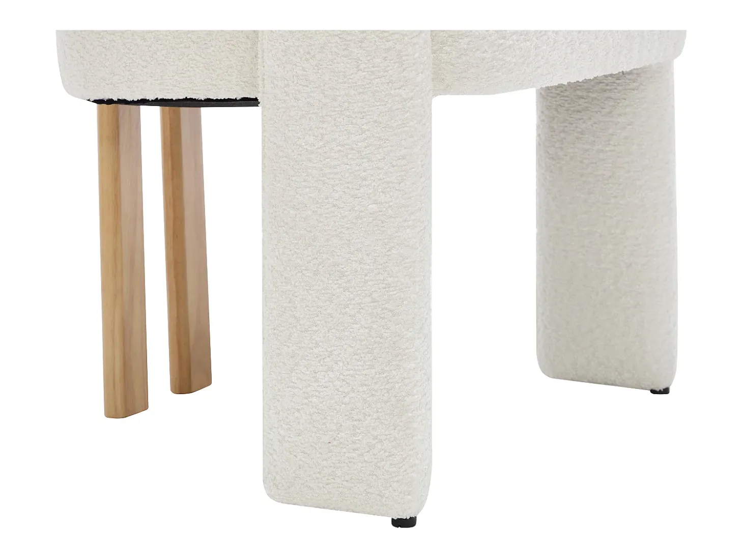Conjunto de 6 sillas con reposabrazos de tela bouclé y madera de hevea - Blanco - NORETI