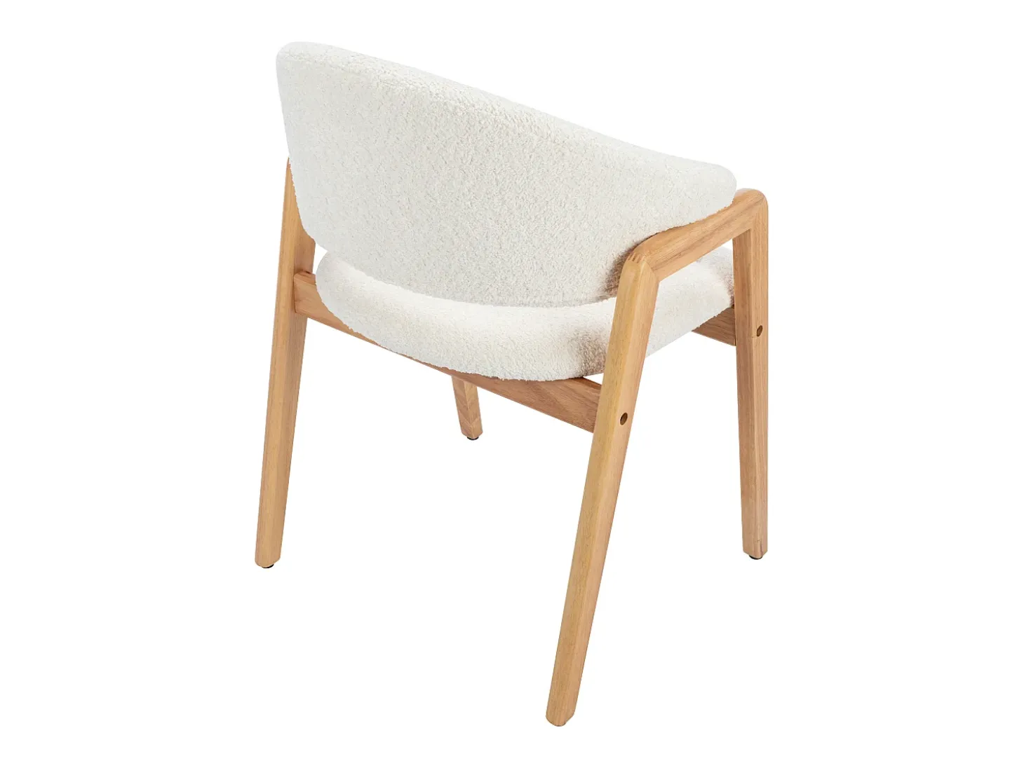 Conjunto de 2 sillas con reposabrazos en tejido bouclé y madera de caucho - Blanco y natural - SOLUNA