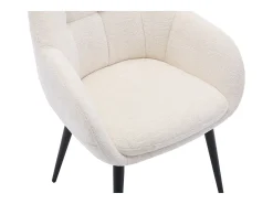 Conjunto de 2 sillas con reposabrazos de tela texturizada y metal negro - Crema - LASSANDRA