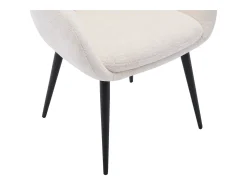 Conjunto de 2 sillas con reposabrazos de tela texturizada y metal negro - Crema - LASSANDRA