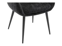 Conjunto de 2 sillas con reposabrazos de tela texturizada y metal - Negro - LASSANDRA