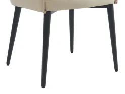 Conjunto de 2 sillas con reposabrazos en piel sintética y metal negro - Beige - MIALOV