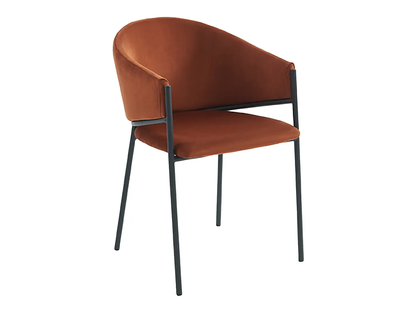 Conjunto de 2 sillas con reposabrazos de terciopelo y metal negro - Terracota - ORDIDA