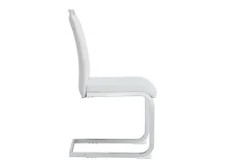 Conjunto de 6 sillas con respaldo de piel sintética y lino - Patas de metal - Blanco