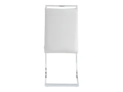 Conjunto de 6 sillas con respaldo de piel sintética y lino - Patas de metal - Blanco