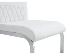 Conjunto de 6 sillas con respaldo de piel sintética y lino - Patas de metal - Blanco