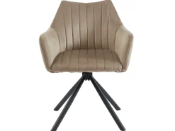 Conjunto de 6 sillas con reposabrazos en terciopelo y metal - beige - IZIALI by Pascal MORABITO