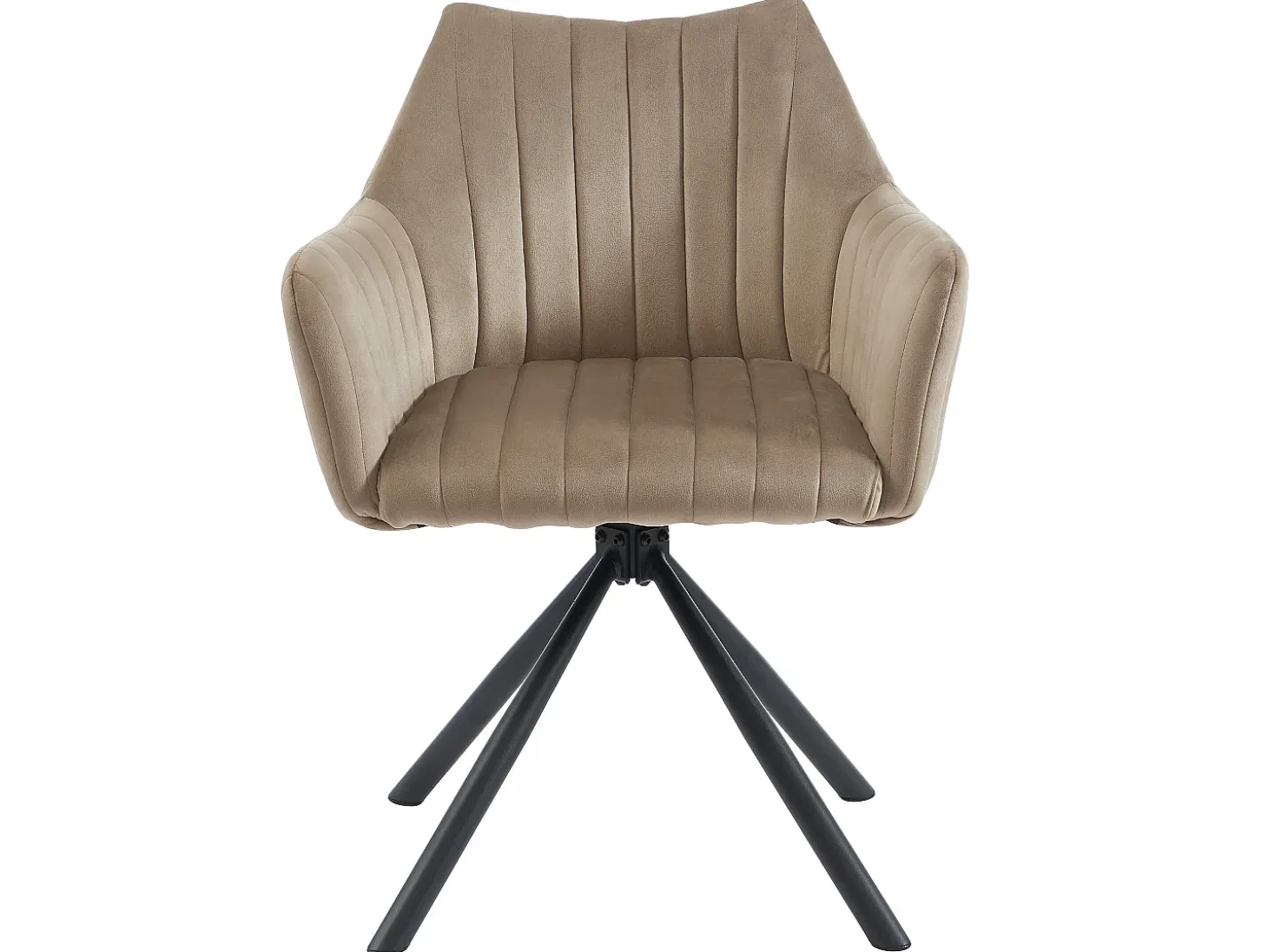 Conjunto de 6 sillas con reposabrazos en terciopelo y metal - beige - IZIALI by Pascal MORABITO