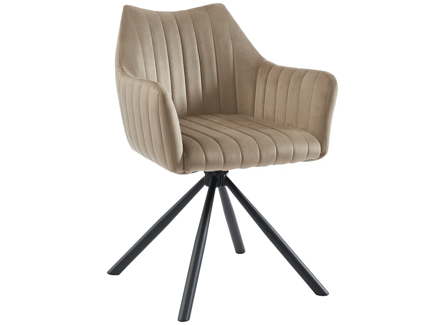Conjunto de 6 sillas con reposabrazos en terciopelo y metal - beige - IZIALI by Pascal MORABITO