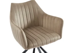Conjunto de 6 sillas con reposabrazos en terciopelo y metal - beige - IZIALI by Pascal MORABITO