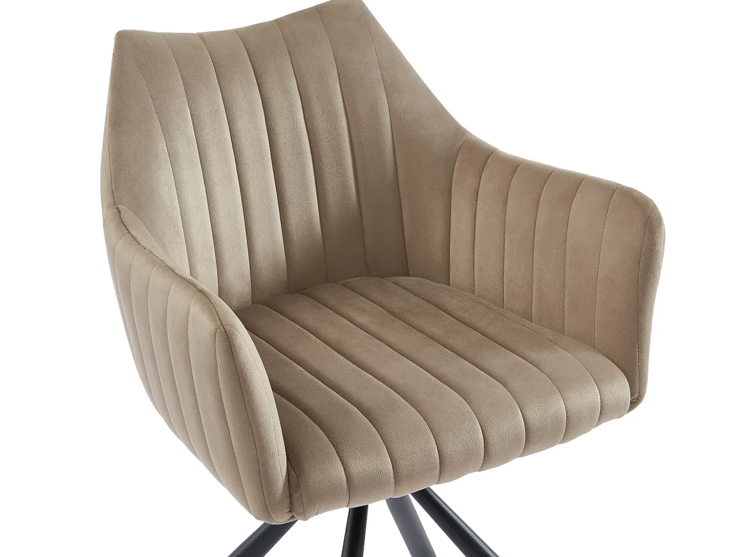 Conjunto de 6 sillas con reposabrazos en terciopelo y metal - beige - IZIALI by Pascal MORABITO