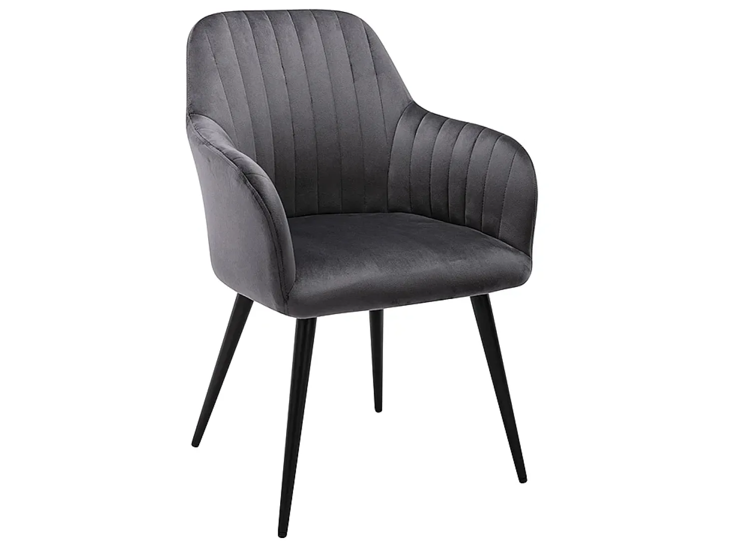 Conjunto de 6 sillas Con reposabrazos de terciopelo y metal negro - Gris - ELEANA