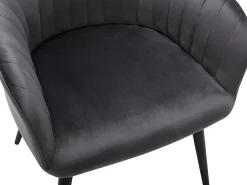 Conjunto de 6 sillas Con reposabrazos de terciopelo y metal negro - Gris - ELEANA