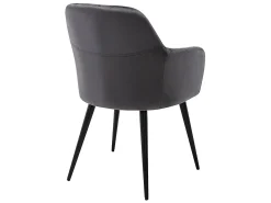 Conjunto de 6 sillas Con reposabrazos de terciopelo y metal negro - Gris - ELEANA