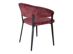Conjunto de 2 sillas con reposabrazos en tela texturizada y metal negro - Burdeos - AVRELA