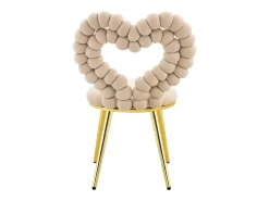Conjunto de 2 sillas con respaldo calado en forma de corazón - Terciopelo beige