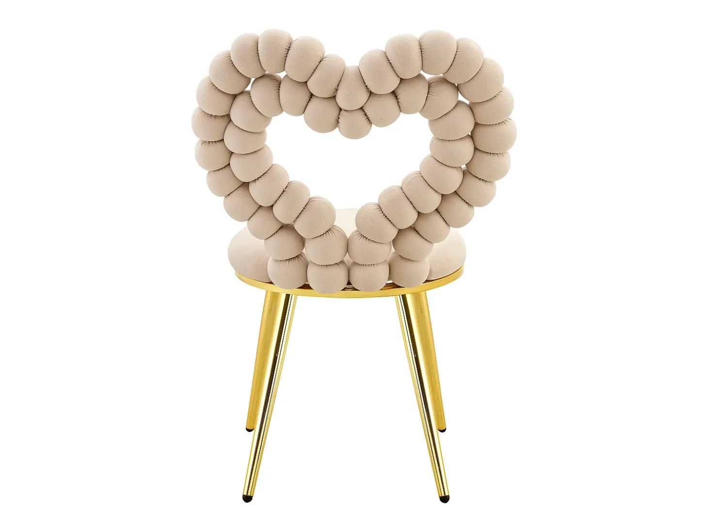 Conjunto de 2 sillas con respaldo calado en forma de corazón - Terciopelo beige