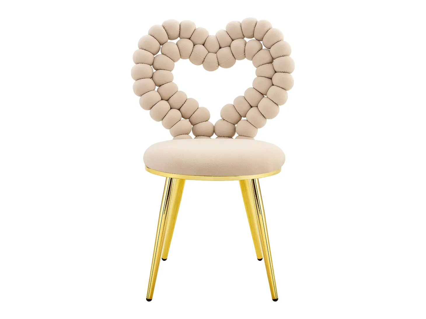 Conjunto de 2 sillas con respaldo calado en forma de corazón - Terciopelo beige