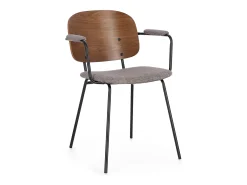 Conjunto de 2 sillas con reposabrazos Serona - Elegancia y confort en estilo retro-Color Marrón/Natural