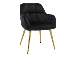 Conjunto de 2 sillas con reposabrazos de terciopelo y metal dorado - Negro - PEGA