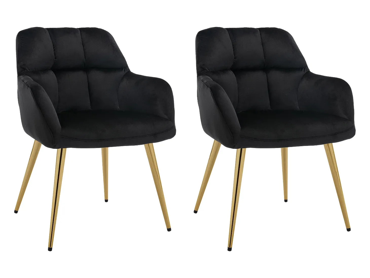 Conjunto de 2 sillas con reposabrazos de terciopelo y metal dorado - Negro - PEGA