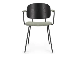 Conjunto de 2 sillas con reposabrazos Serona - Elegancia y confort en estilo retro-Color Gris oscuro/Verde