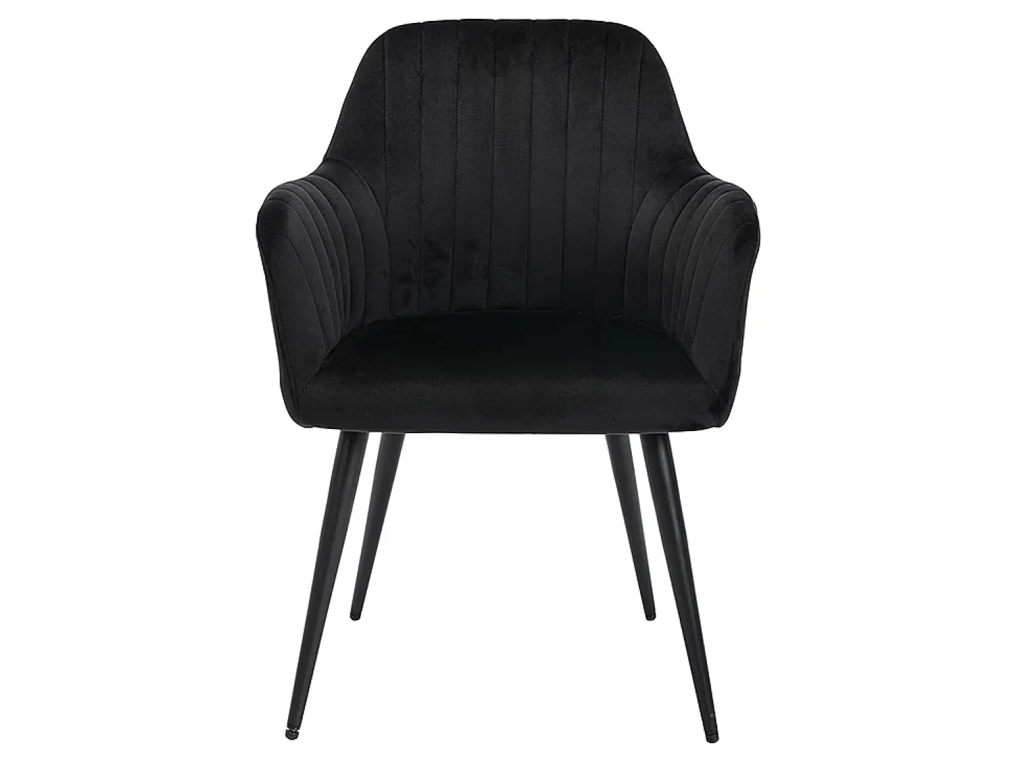 Conjunto de 6 sillas Con reposabrazos de terciopelo y metal negro - Negro - ELEANA