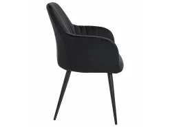 Conjunto de 6 sillas Con reposabrazos de terciopelo y metal negro - Negro - ELEANA
