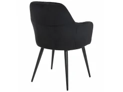 Conjunto de 6 sillas Con reposabrazos de terciopelo y metal negro - Negro - ELEANA